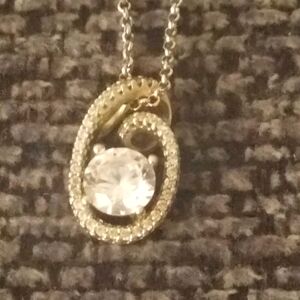 ELLE Cubic Zirconia And Silver Pendant On Silver Chain With Synthetic Ruby